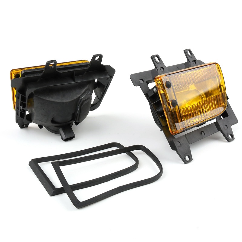 Front Bumper Yellow Fog Lights Plastic Lens Kit For 1985-1993 BMW E30 3-Series Sedan