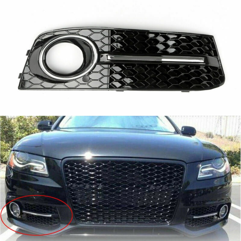 RH Honeycomb Fog Light Cover Grille Right Front Grills For Audi A4 B8 2009-2012