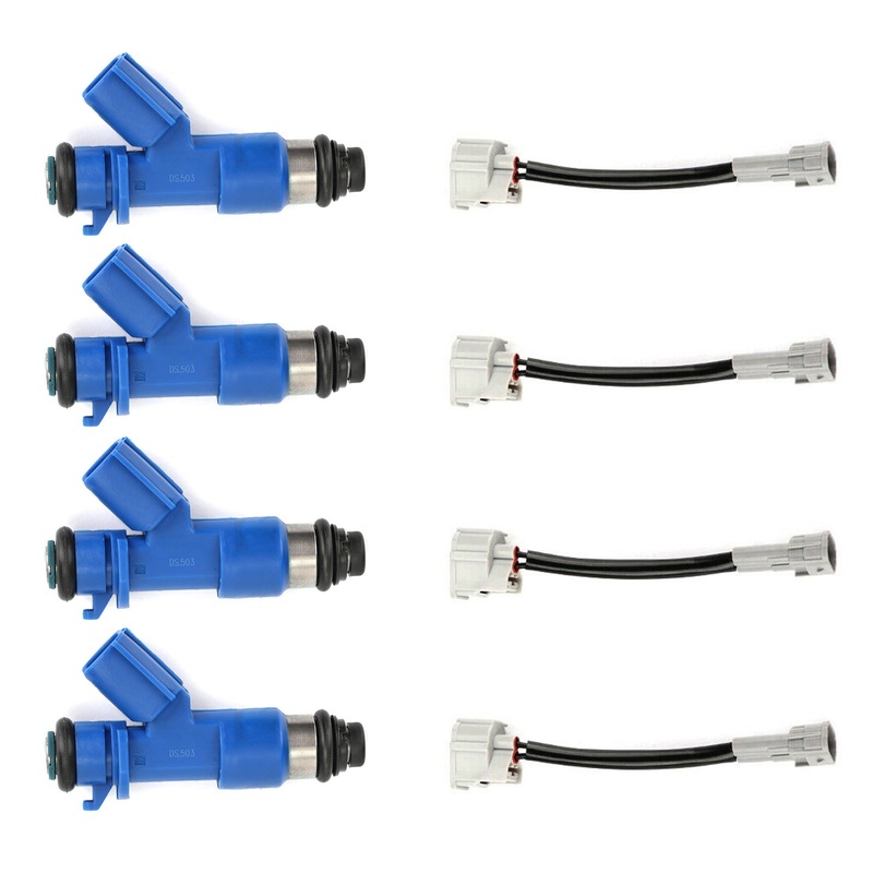 4PCS Fuel Injectors 16450RWCA01 Fit Honda Civic Fit Acura RSX W/Adapters 410CC