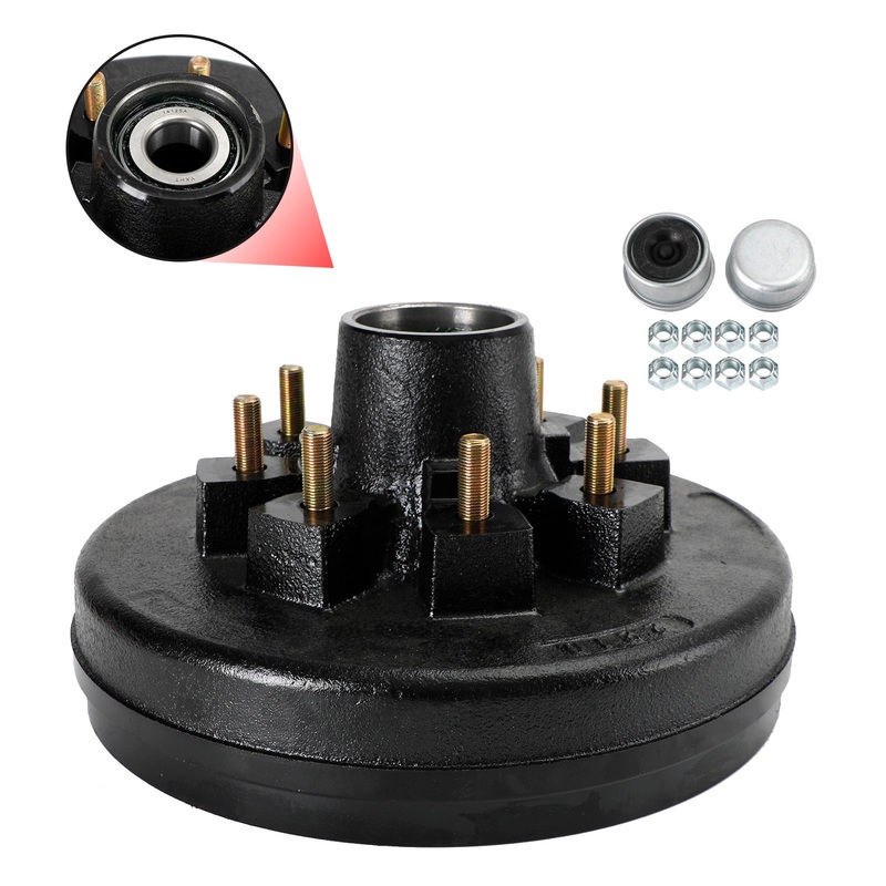Grease Trailer Hub and Drum Assembly for 5.2K-7K Axles-12"-8 on 6.5-Pre-Greased